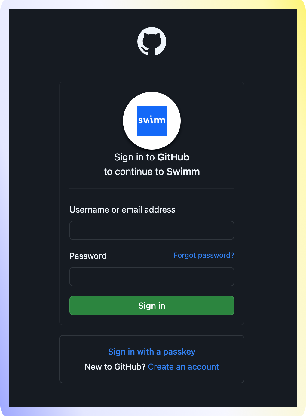 GitHub modal to sign into your account