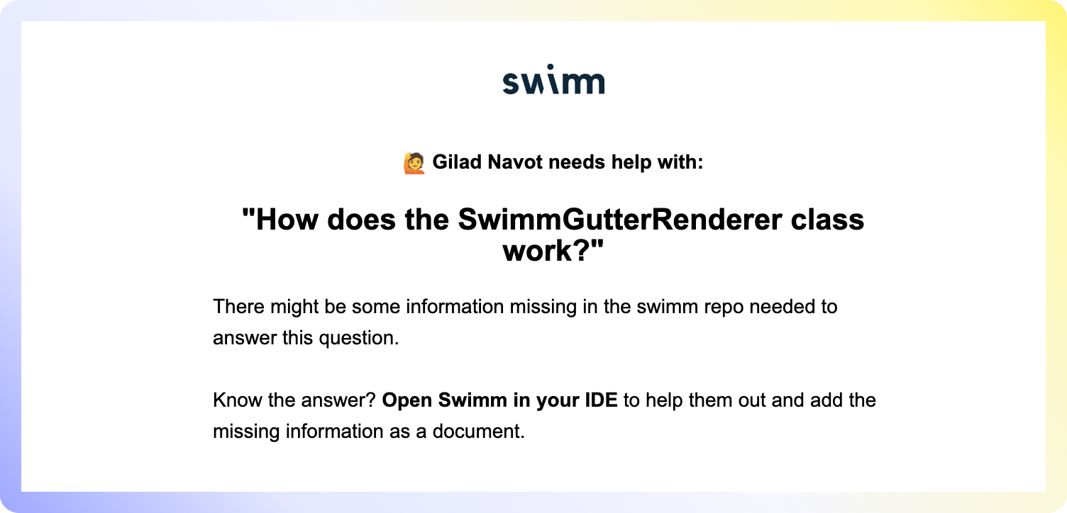Ask Swimm - email notification