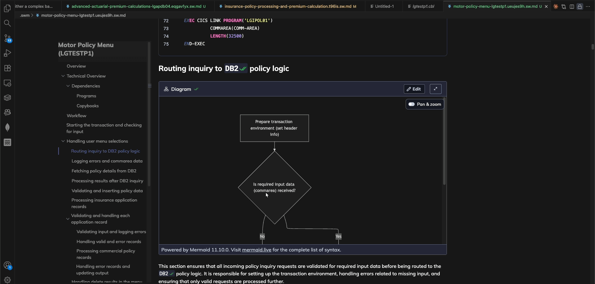 Navigate from diagram to code