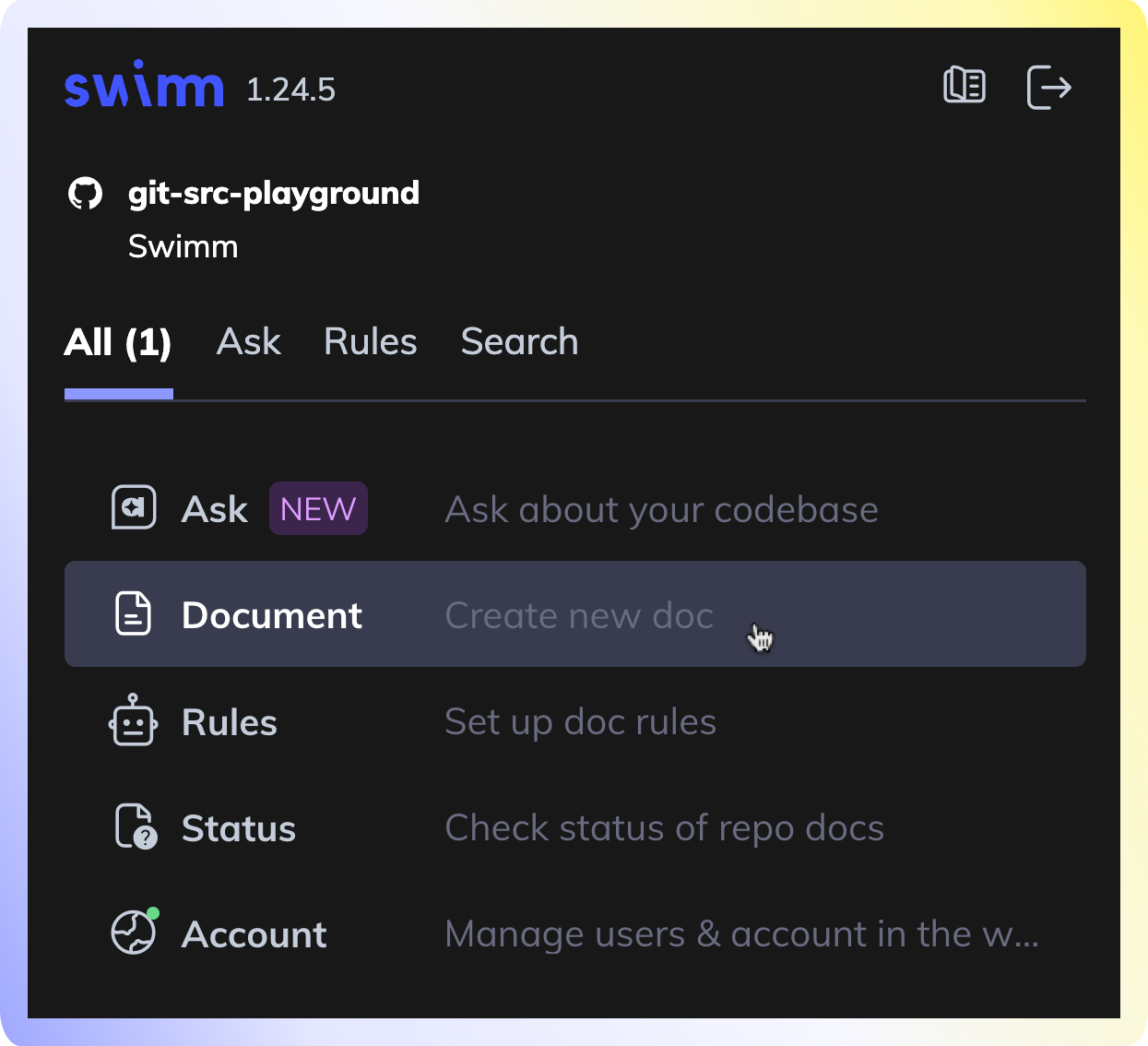 Create a Swimm doc in IDE