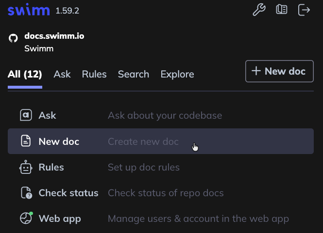 Create a Swimm doc in IDE