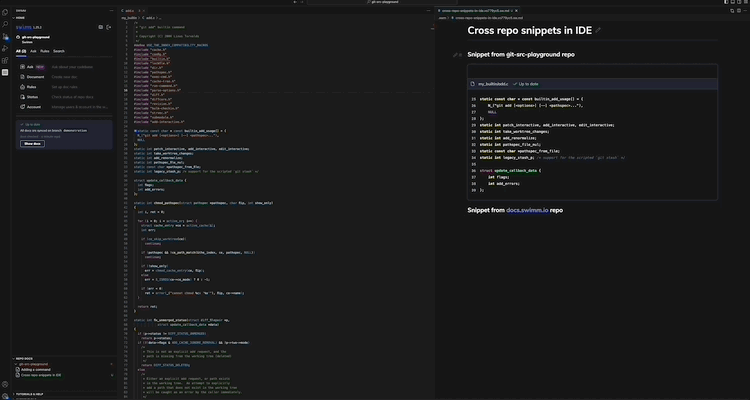 Multi-repo content for Swimm docs in your IDE