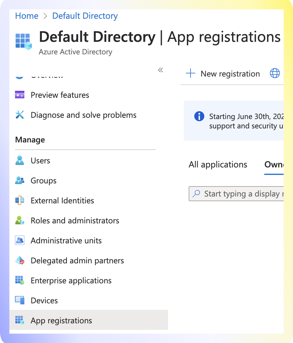 Active Directory Step 1 - Register an application