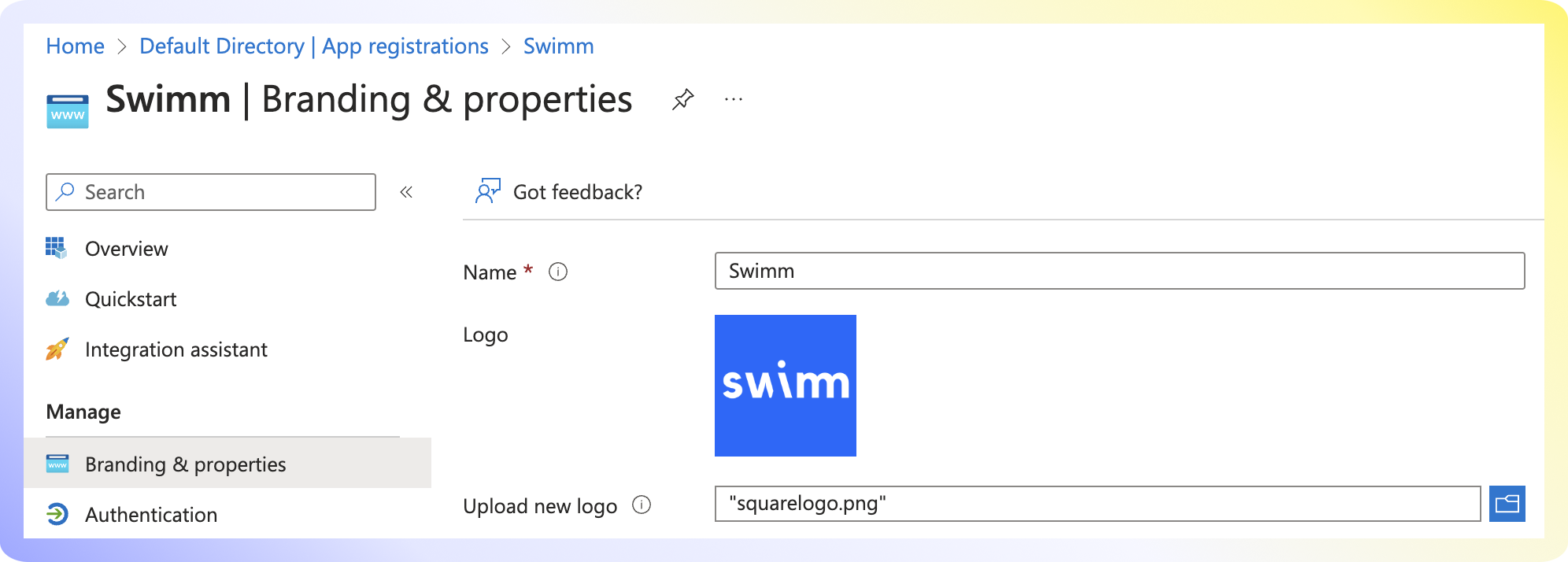 Active Directory Step 6 - Add Swimm  logo