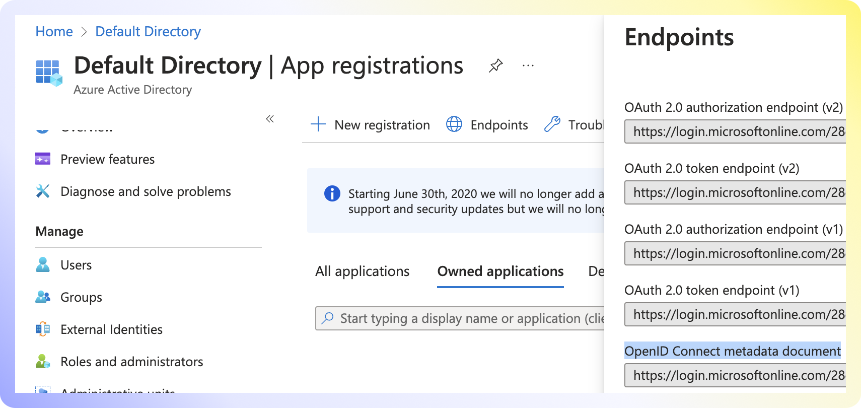 Active Directory Step 4 - Retrieve OpenID Metadata URL