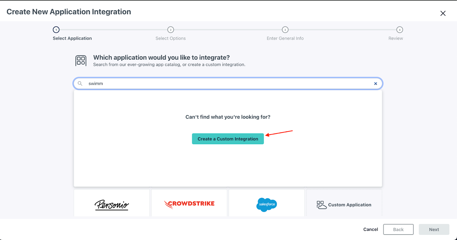 JumpCloud Step 2 - Create a custom integration