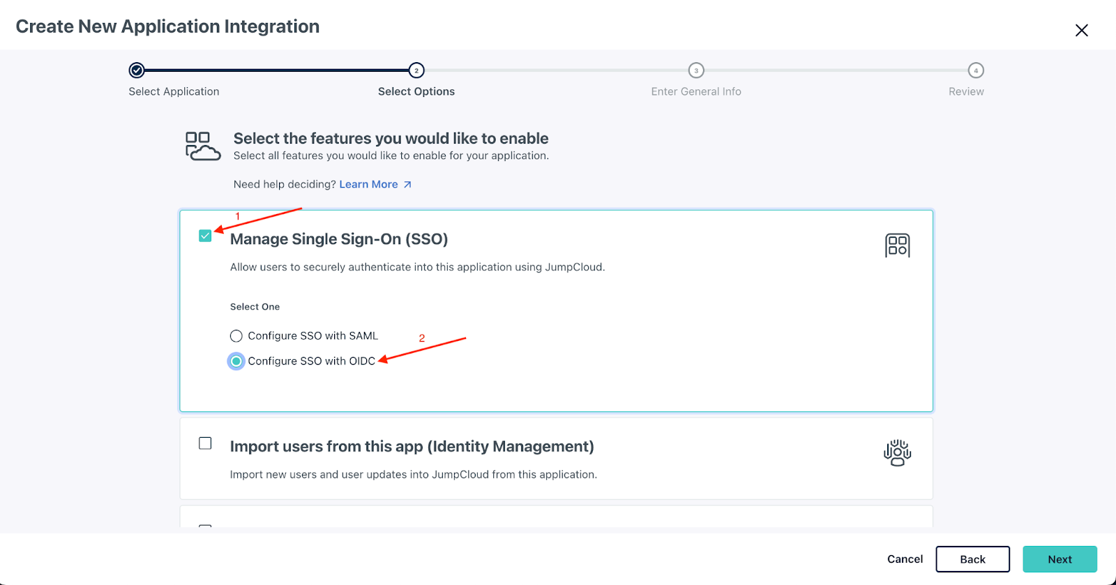 JumpCloud Step 3 - Manage features and specs