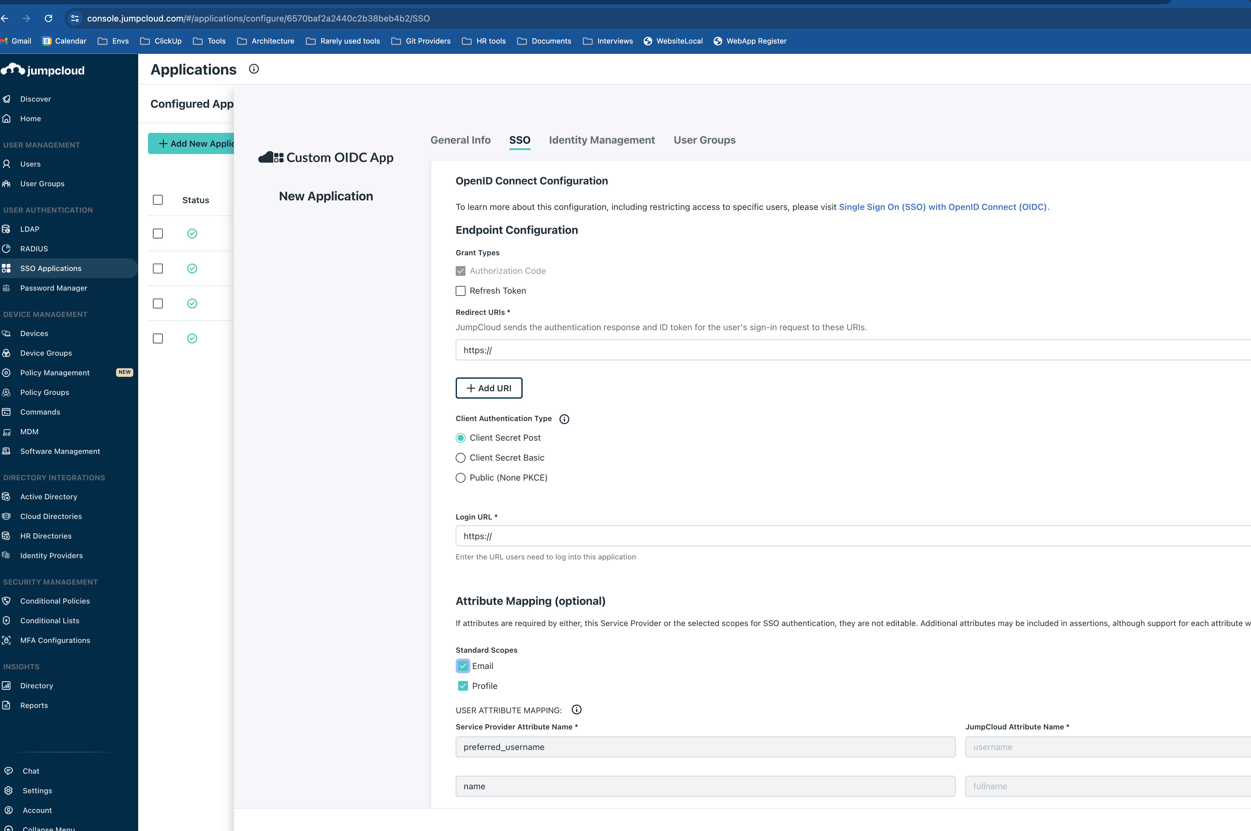 JumpCloud Step 4 - Configure Application fields