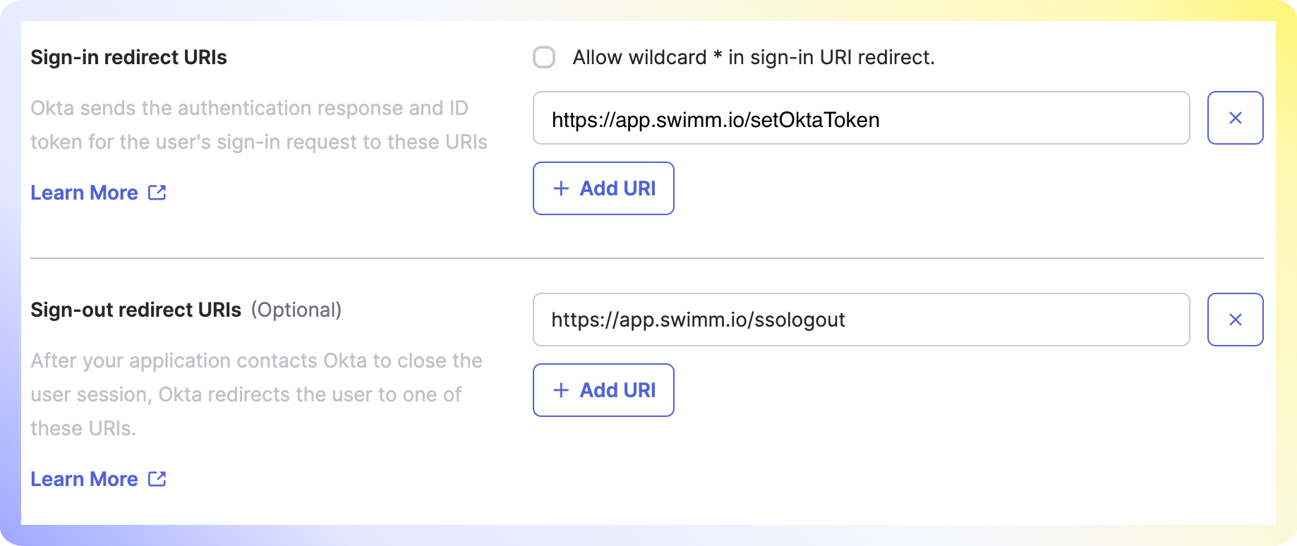 Okta Step 5 - Redirect URI